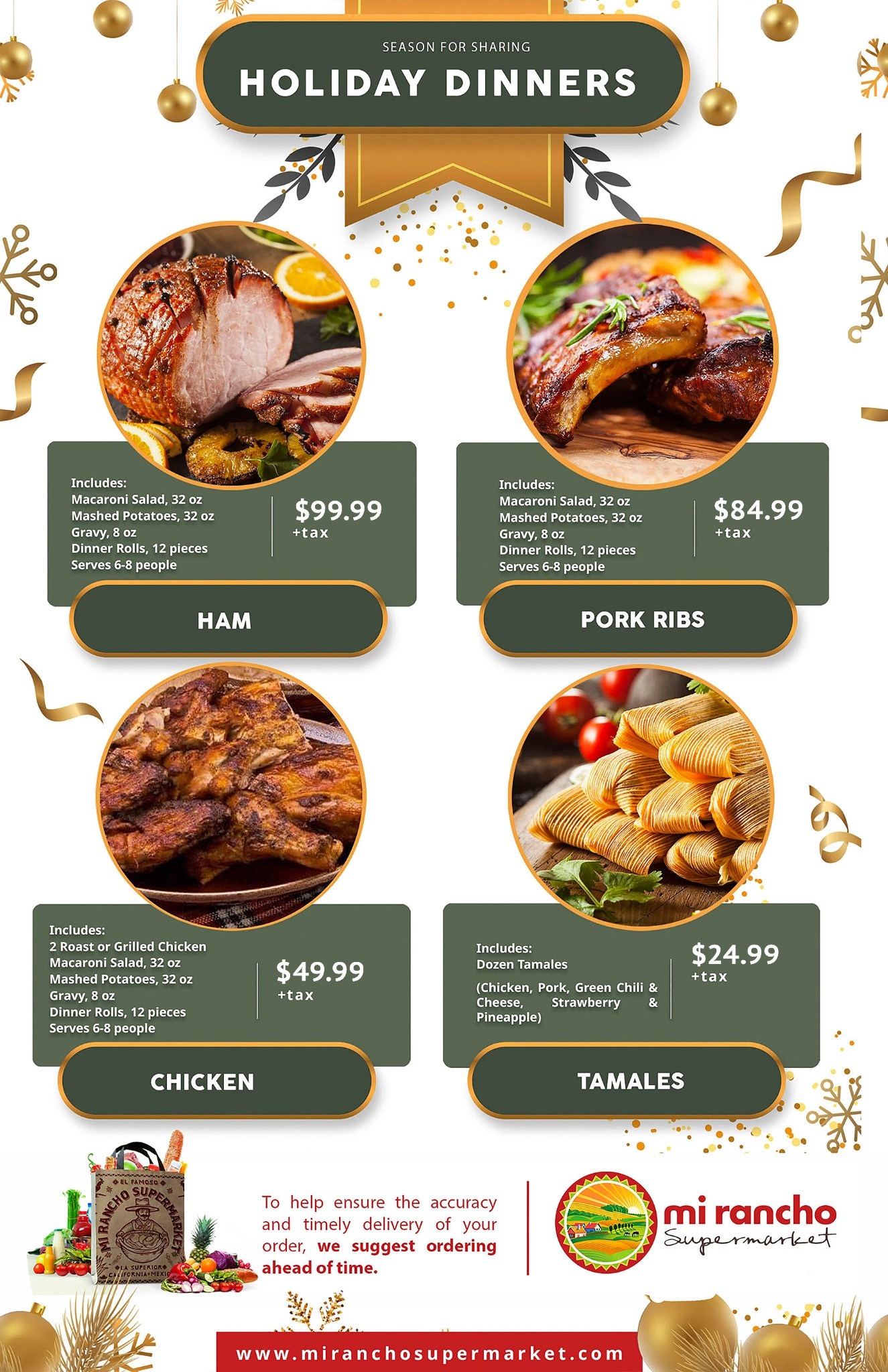 Holiday menu